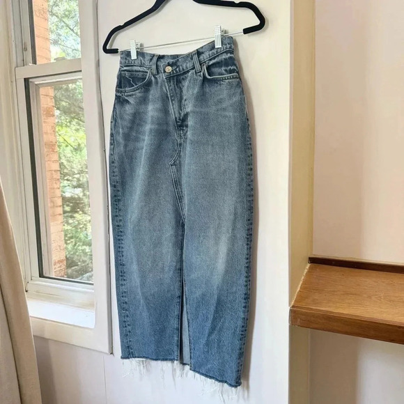 Reformation Nila Long Denim Skirt in Medium Wash Jean Blue Galway 24 - Picture 10 of 16